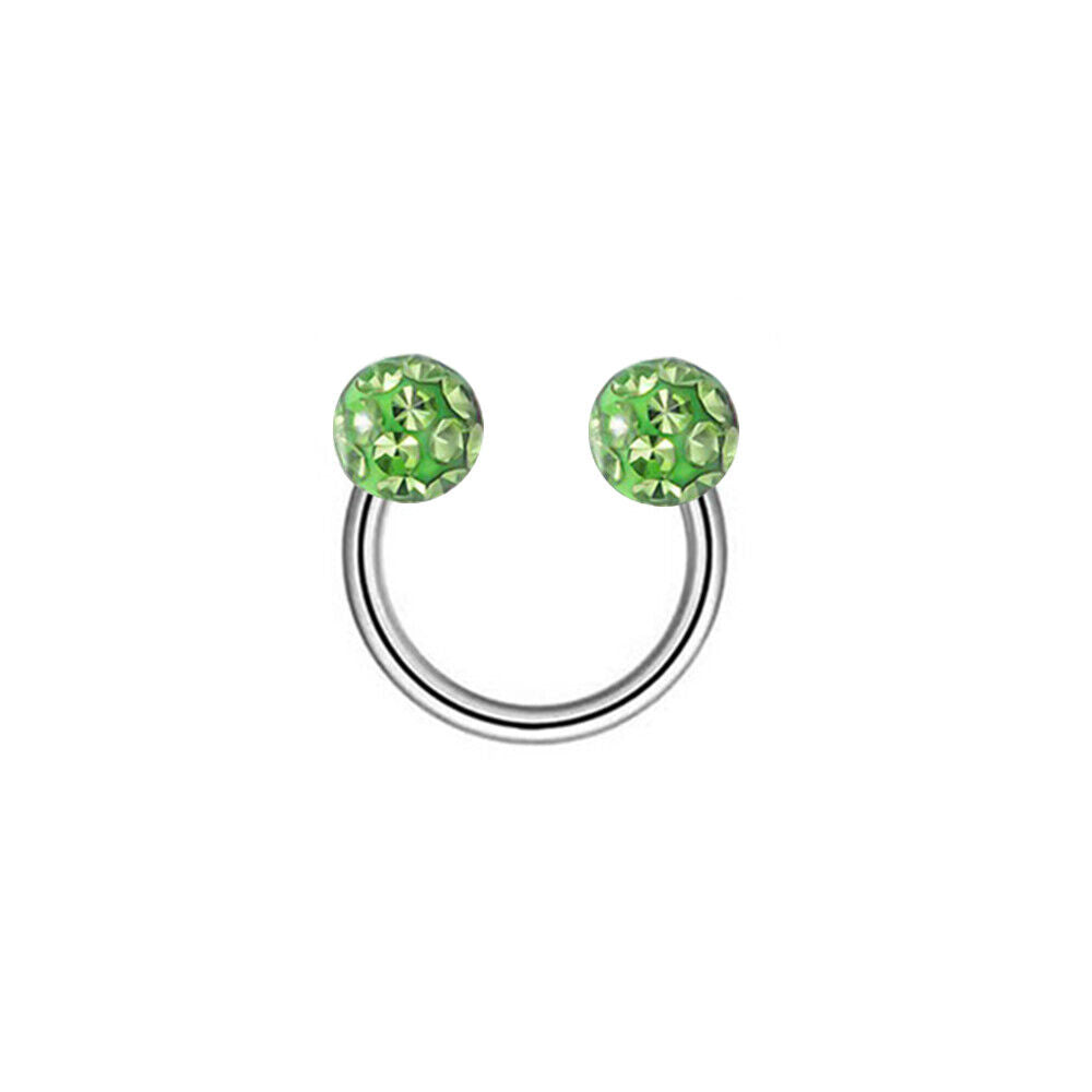 Multi Crystal Horseshoe Bar Circular Barbell Ring Eyebrow Lip Nose 4mm Ball
