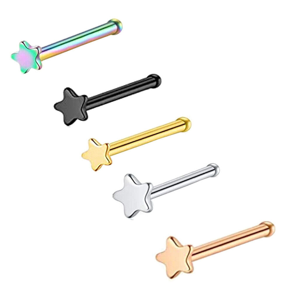 5pc Surgical Steel Screw Bone Multi Shape Nose Ring Stud Piercing Jewellery Set