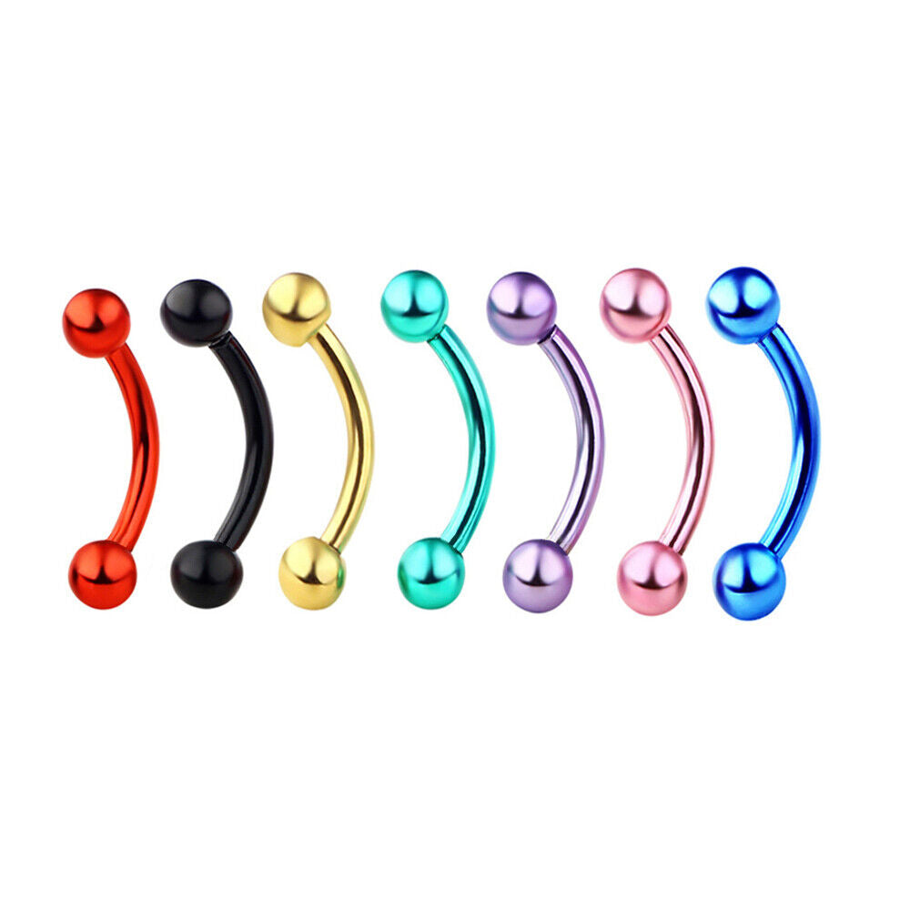 4X 16G Surgical Steel Ball Barbell Curved Eyebrow Rings Bar Tragus Ear Piercing