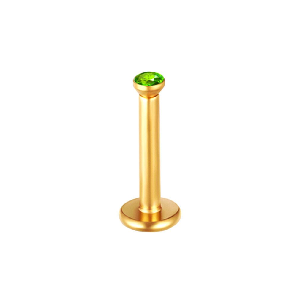 2X Gold Internal Thread Labret Monroe Tragus Cartilage Piercing Lip Ear Gem Ring