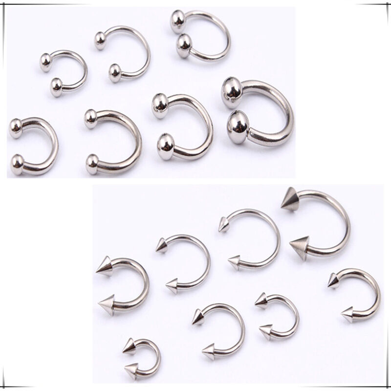 16G 4X Surgical Steel Horseshoe Bar Lip Nose Septum Ear Ring Stud Body Piercing