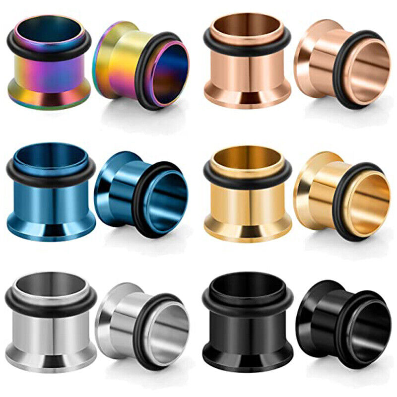 Pair Surgical Steel Ear Plug O-Ring Hoop Flesh Tunnel Expander Trumpet 3mm-14mm