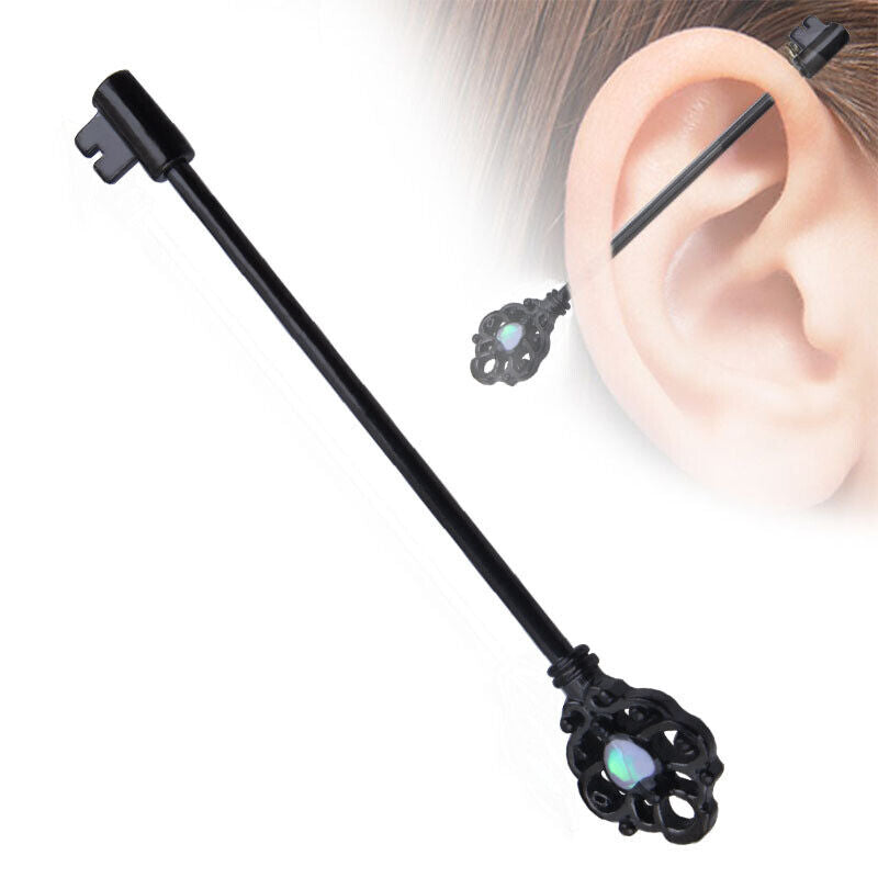 Surgical Steel Industrial Scaffold Bar Gem Opal Turquoise Ear Barbell Piercing A