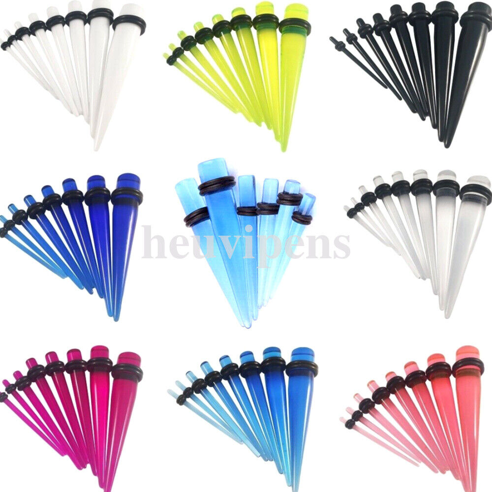 14g-00g Ear Plug Tunnel Taper & Acrylic Stretching Kit - 16 Piece Set Available