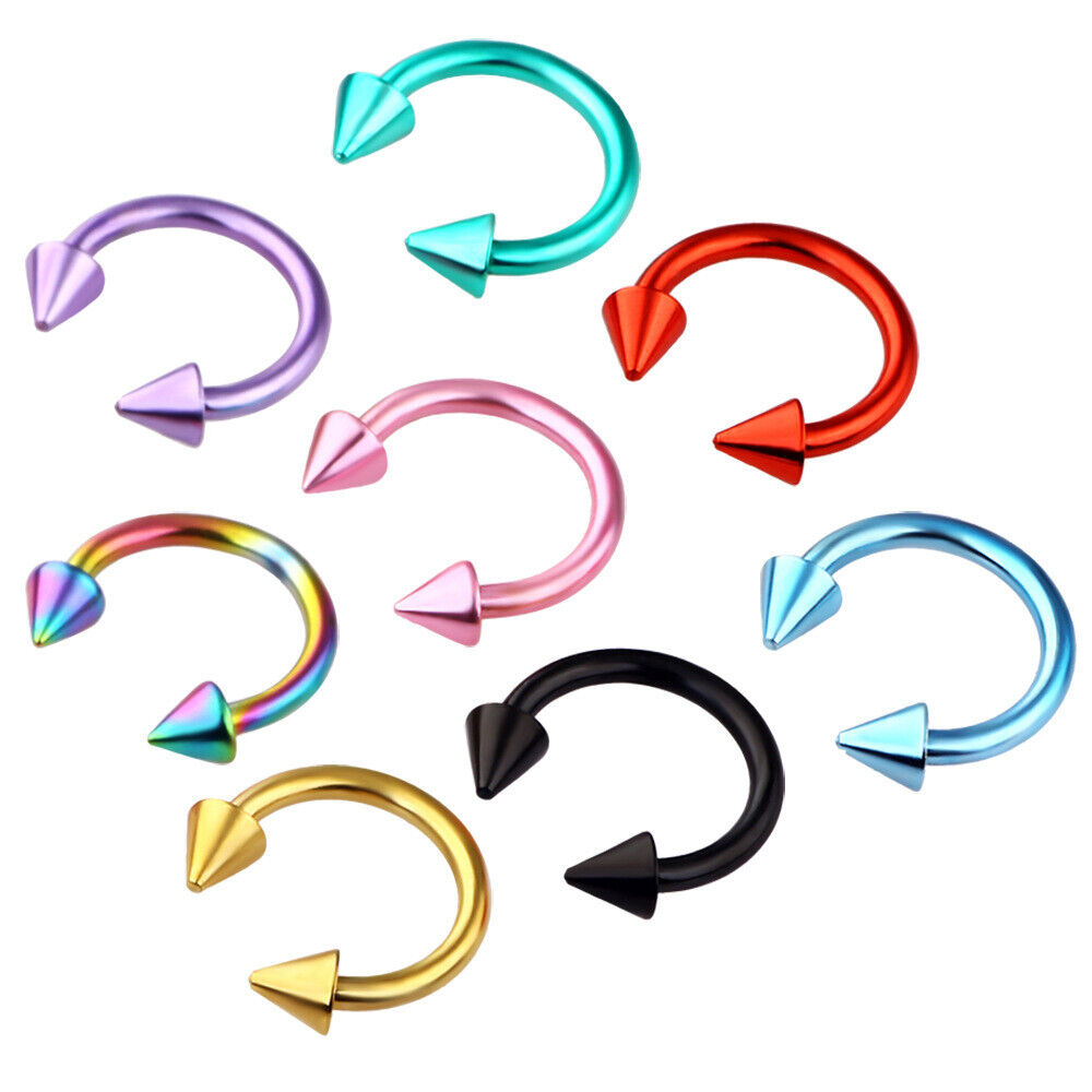 8pc Horseshoe Bar Lip Nose Helix Ear Ring Eyebrow Ball Cone Piercing Jewellery