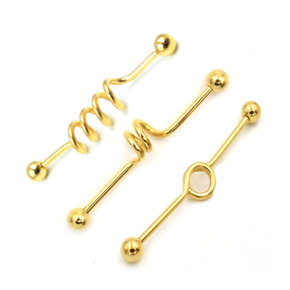 3X Set Multi Layer Spiral Industrial Bar Scaffold Ear Barbell PIERCING Jewellery