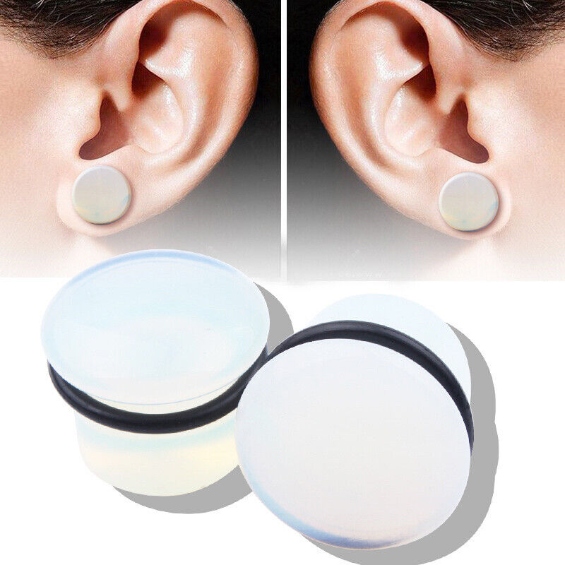 1 Pair Natural Stone Flesh Tunnel O-rings Ear Plug Trumpet Expander Stretcher