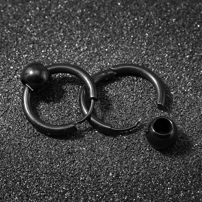 2pc Punk Men Women Ear Tragus Nose Ring 16G Stud Clip Earring Ball Hoop Piercing