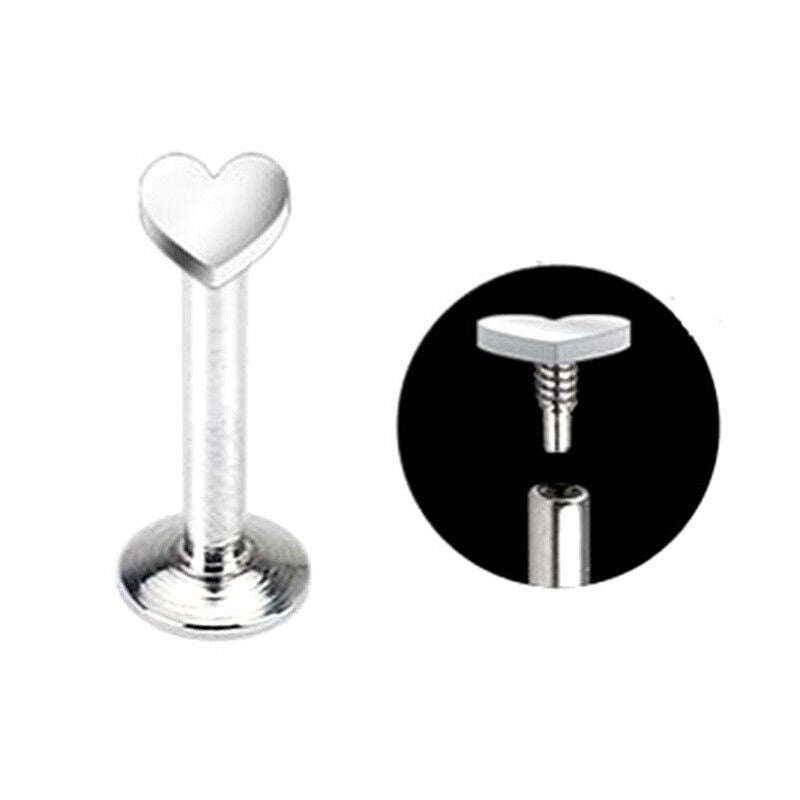 4X 16G Surgical Steel Internally Threaded Heart Star Tragus Cartilage Bar Labret