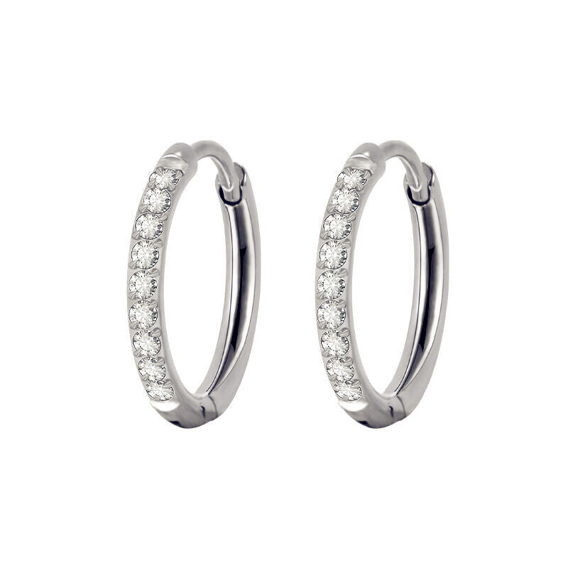 Pair 0.8mm Surgical Steel Nose Ring Zircon Earring Cartilage Tragus Ear Piercing