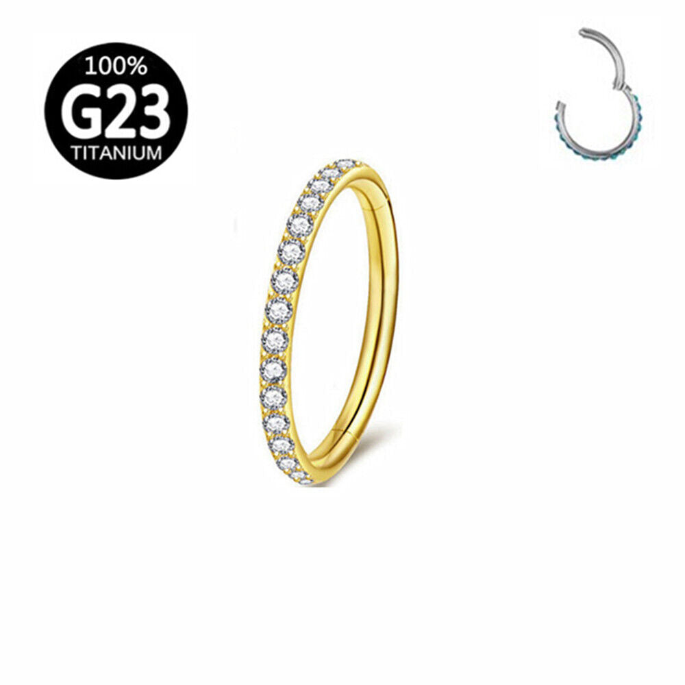 G23 Titanium Steel Multi Zircon Nose Ring Hinge Septum Hoop Ear Body Piercing