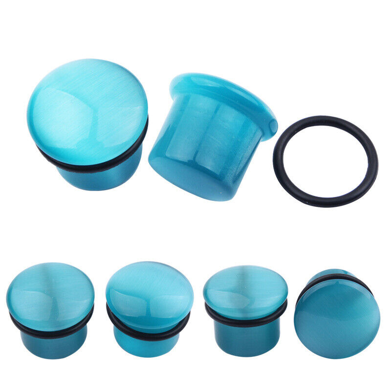 1 Pair Natural Stone Flesh Tunnel O-rings Ear Plug Trumpet Expander St ...