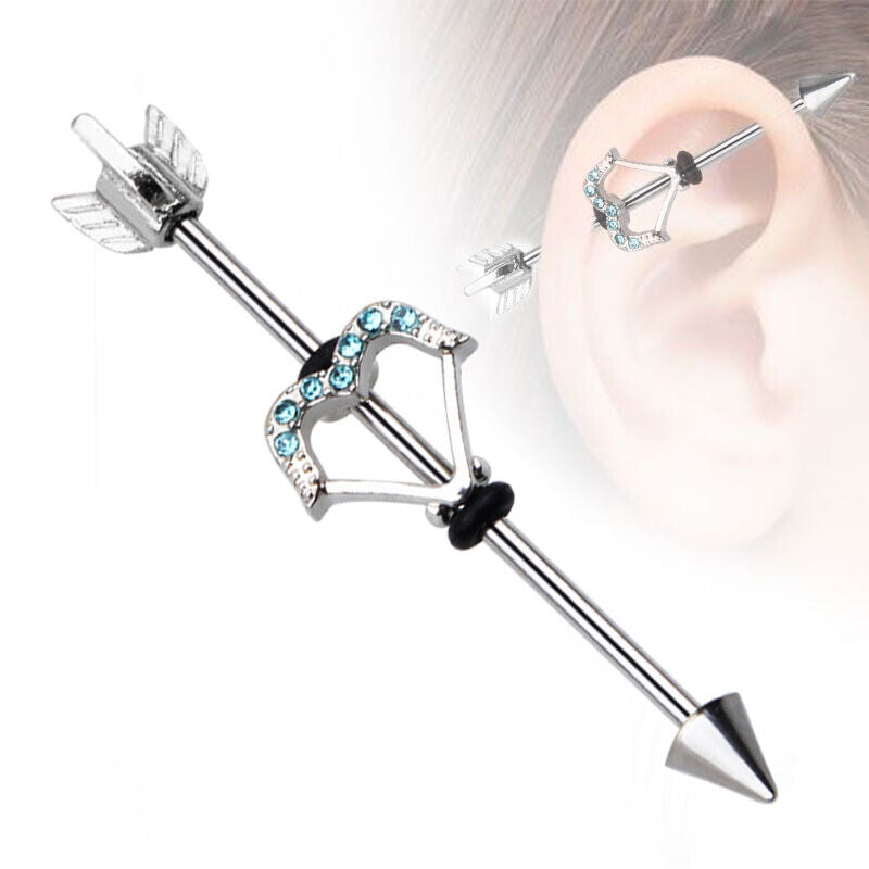 Surgical Steel Industrial Scaffold Bar Gem Opal Turquoise Ear Barbell Piercing A