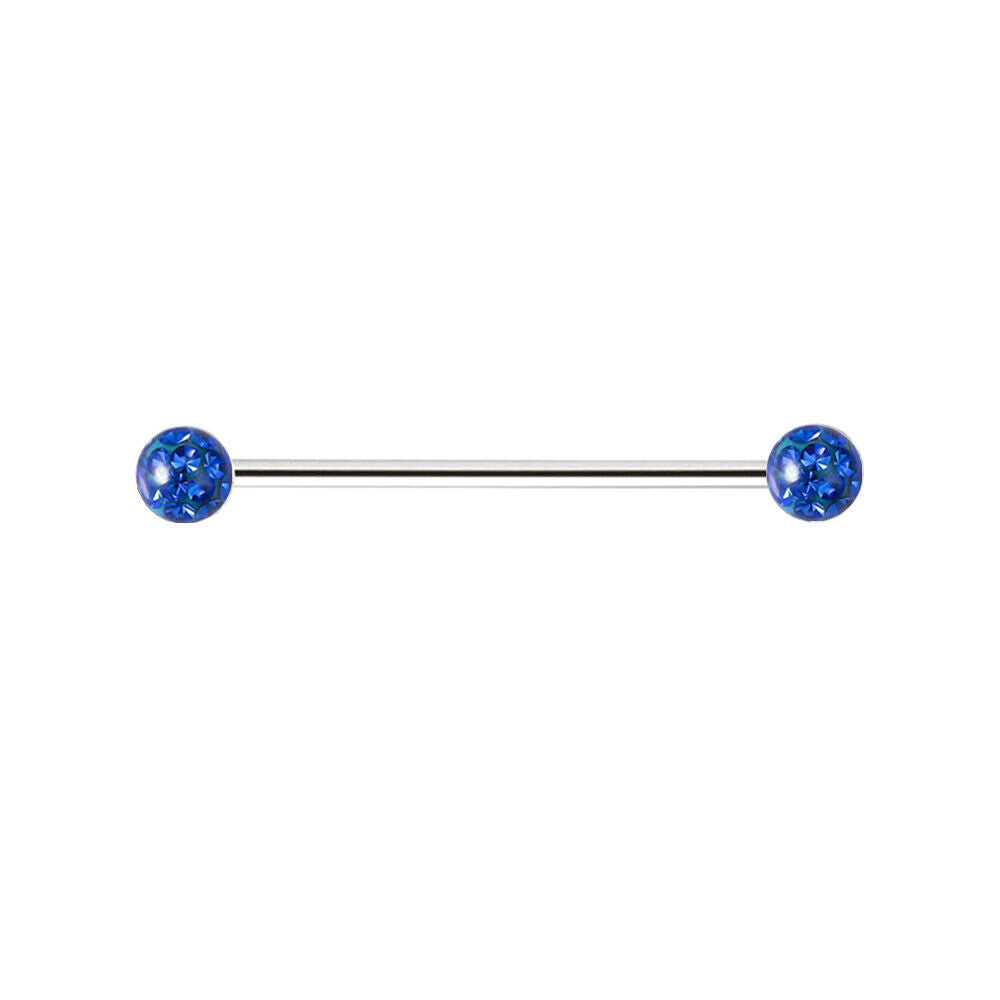 Surgical Steel CRYSTAL Ball Industrial Bar Scaffold Ear Barbell Ring PIERCING