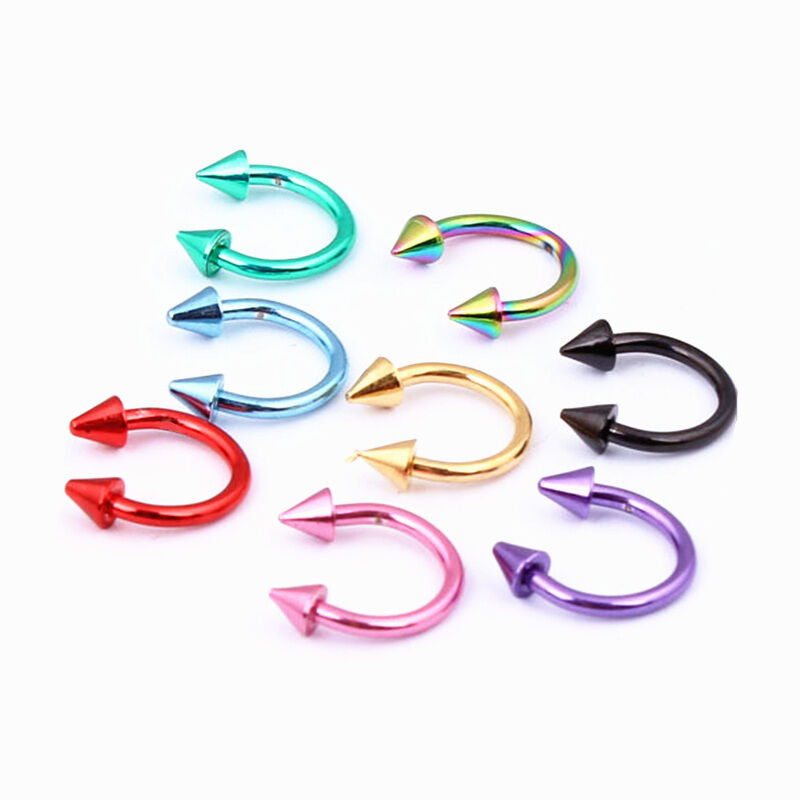 8pc Surgical Steel Nose Rings Ball Cone Horseshoe Ear Lip Stud Septum  Piercing
