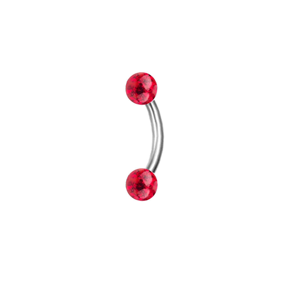 2pc 6/8/10/12mm Bar Coated Crystal Ball Barbell Curved Eyebrow Ring Ear Piercing