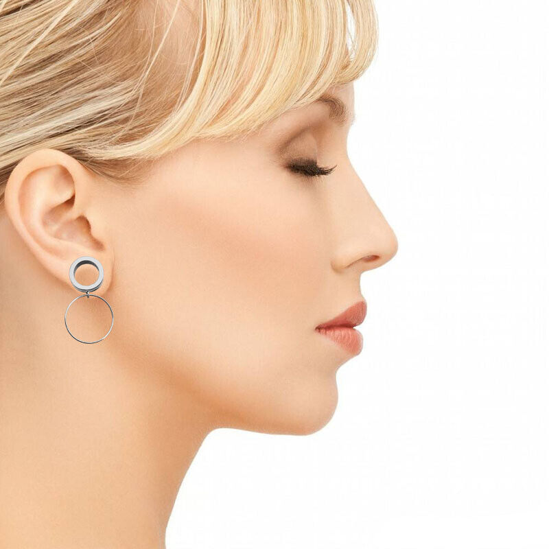 2pc Surgical Steel Flesh Tunnel Hoop Ring Dangle Ear Plug Stretcher Screw Expander