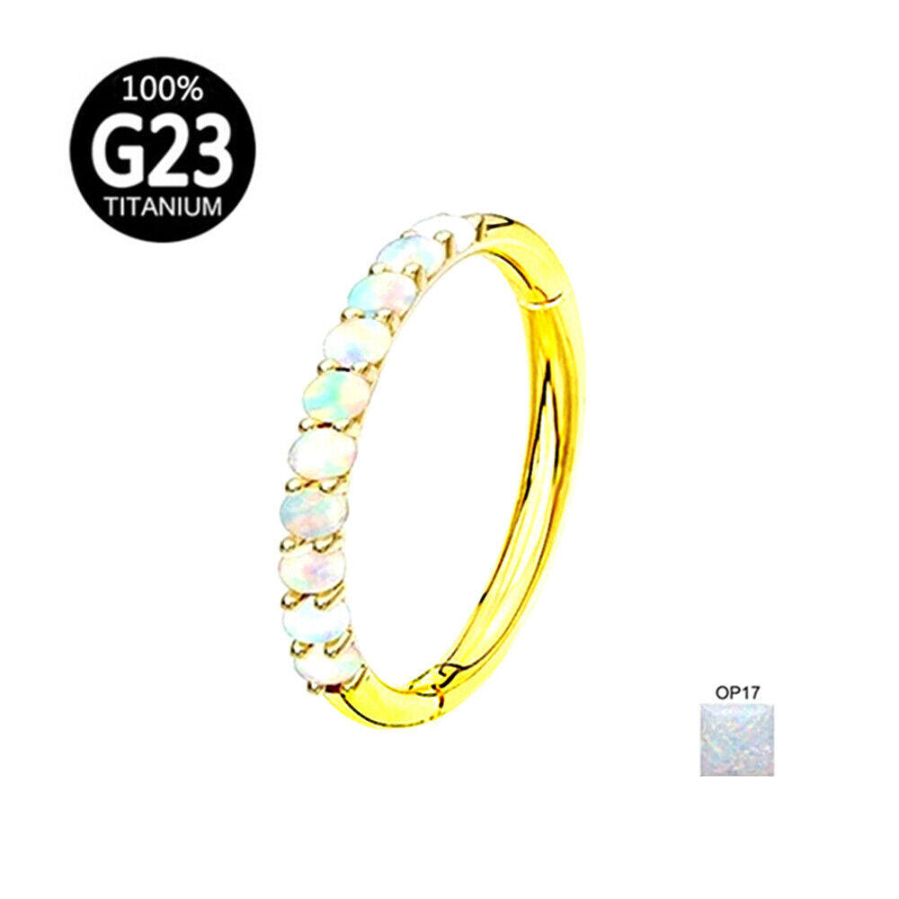 G23 Titanium Steel Multi Opal Nose Ring Hinge Septum Clicker Hoop Ear Piercing