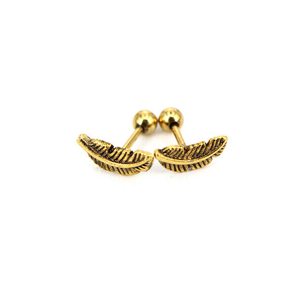 1 Pair Surgical Steel Barbell Feather Stud Earring Tragus Helix Ear Bar Piercing