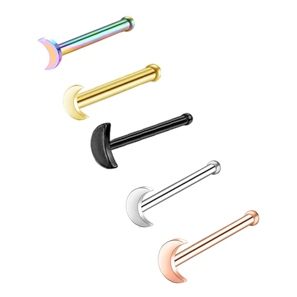 5pc Surgical Steel Screw Bone Multi Shape Nose Ring Stud Piercing Jewellery Set