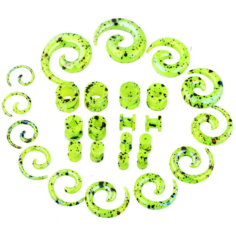 2X Acrylic Flesh Tunnel Ear Plug Snail Spiral Stretcher Taper Expander 2 Design