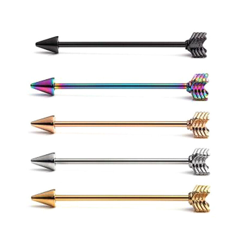 5X Set Steel Arrow Screw Helix Industrial Scaffold Ear Bar Cartilage Piercing