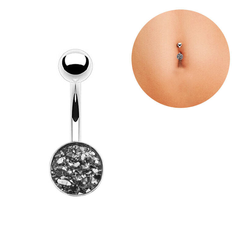 Glitter Gem Navel Belly Surgical Steel Bar Button Barbell Ring Body Piercing