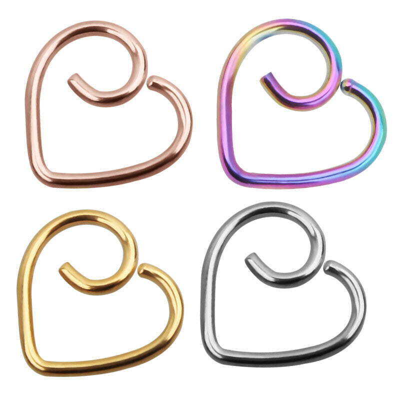 Steel Love Heart Ring Tragus Earring Nose Helix Daith Cartilage Ear Piercing