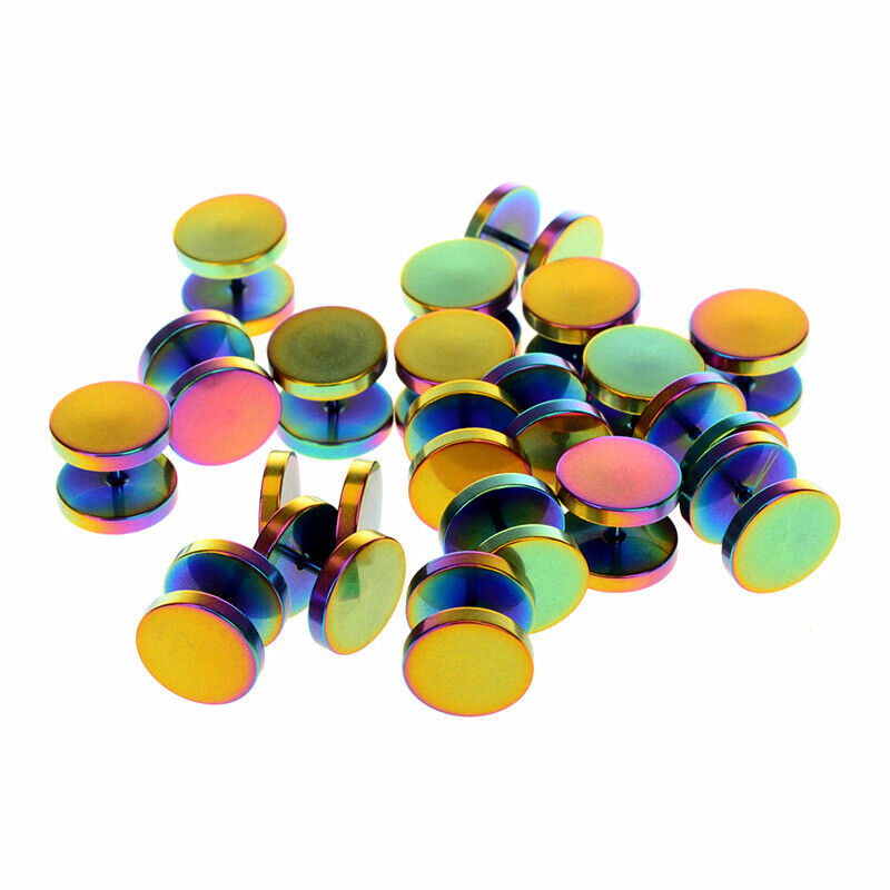 1 Pair Fake Ear Plug Stud Stretcher Tunnel Earring Surgical Steel Body Piercing