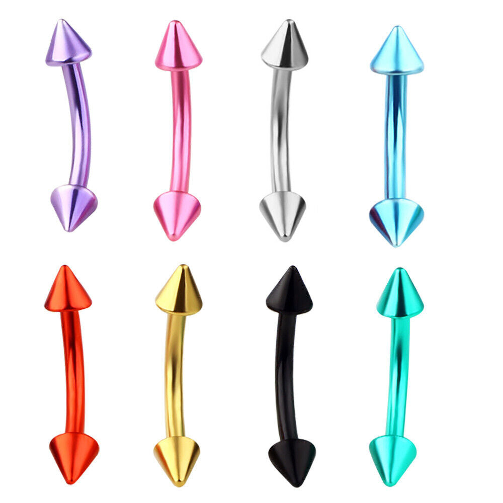 8pc Horseshoe Bar Lip Nose Helix Ear Ring Eyebrow Ball Cone Piercing Jewellery