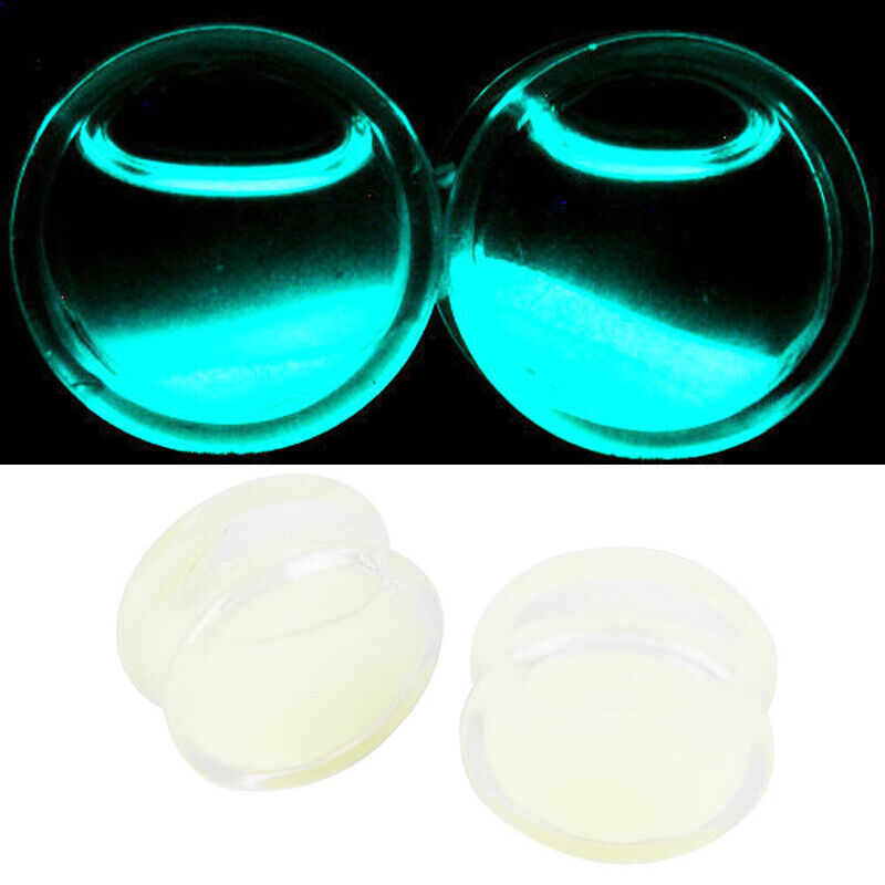 2pc Glow In the Dark Liquid Acrylic Flesh Tunnel Ear Plug Double Flared Expander