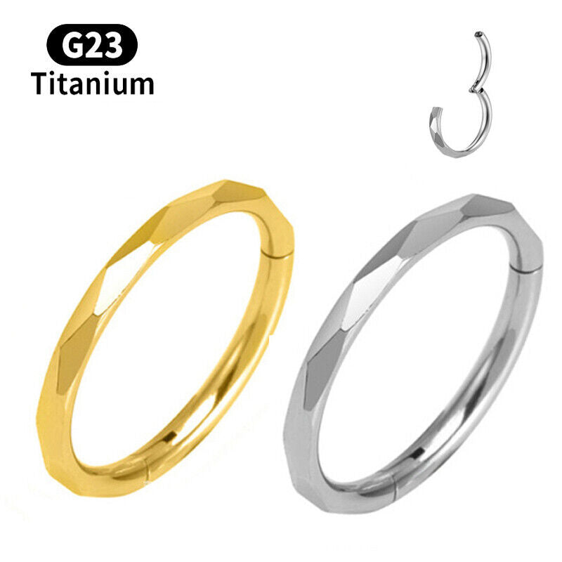 G23 Titanium Steel Nose Ring Prismatic Hinge Clicker Hoop Ear Tragus Piercing
