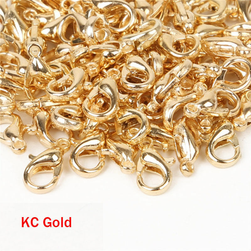 50X 10/12mm Gold Silver Lobster Clasp Fasteners Claw DIY for Bracelet Necklace