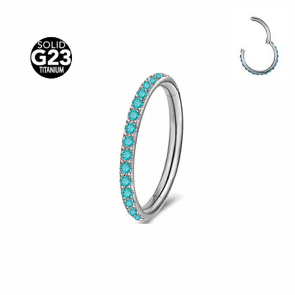 G23 Titanium Steel Multi Zircon Nose Ring Hinge Septum Hoop Ear Body Piercing