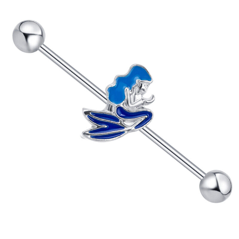 Surgical Steel Industrial Scaffold Bar Gem Opal Turquoise Ear Barbell Piercing A