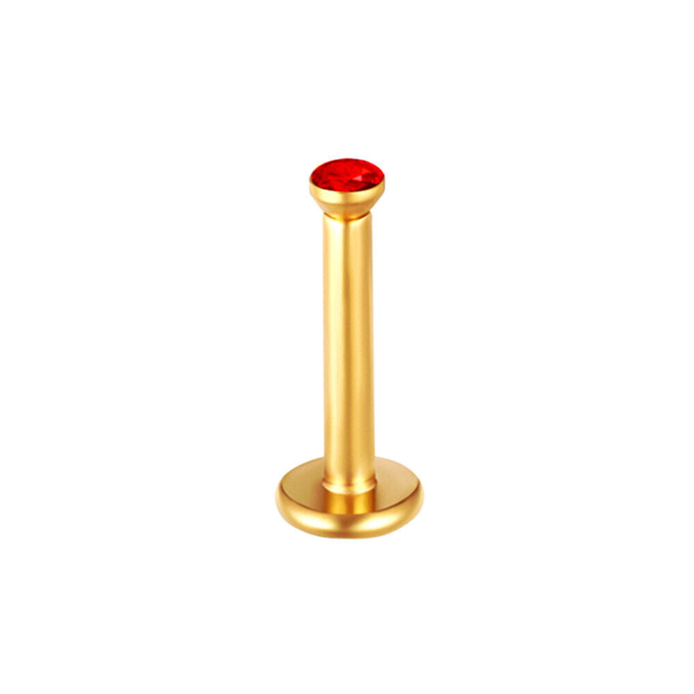 2X Gold Internal Thread Labret Monroe Tragus Cartilage Piercing Lip Ear Gem Ring