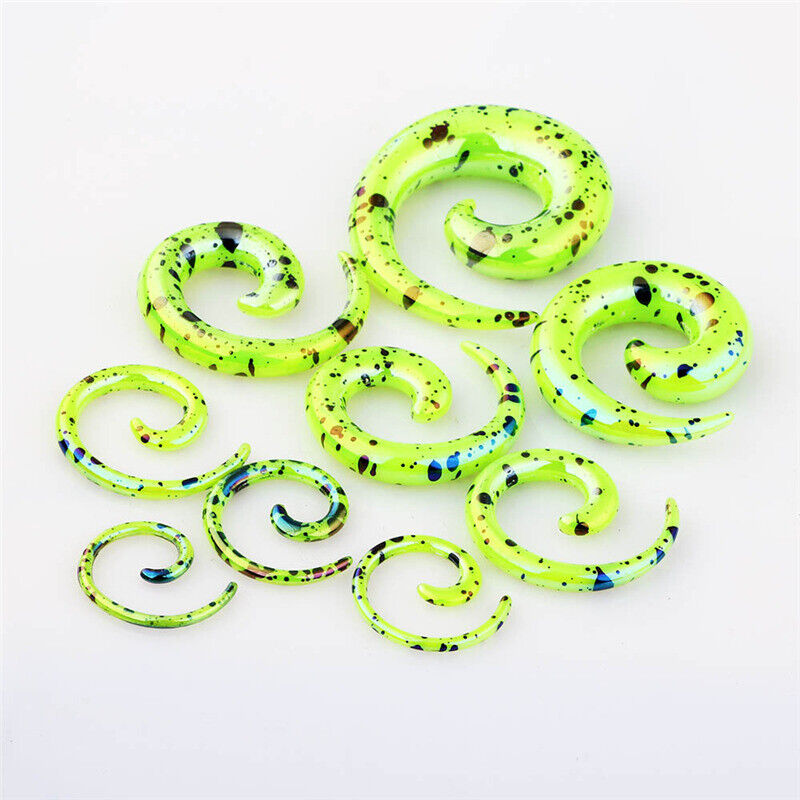 2X Acrylic Flesh Tunnel Ear Plug Snail Spiral Stretcher Taper Expander 2 Design