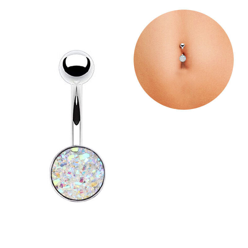 Glitter Gem Navel Belly Surgical Steel Bar Button Barbell Ring Body Piercing