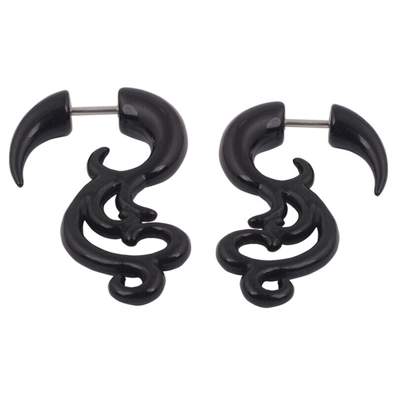2pc Acrylic Spiral Horn Earring Gauge Fake Cheater Stretcher Ear Plug Piercing