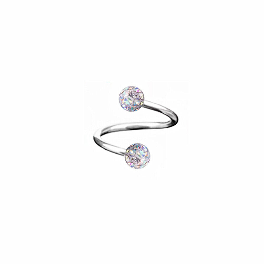 CZ Crystal Surgical Steel Twist Ear Cartilage Helix Stud Bar Earring Jewelry
