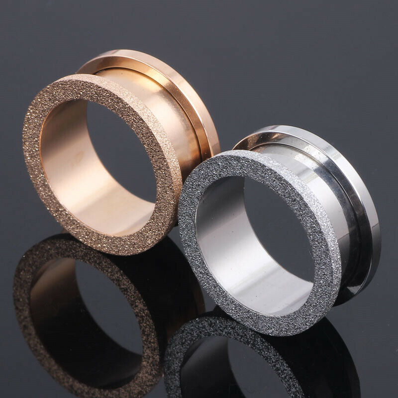 1 Pair Steel Silver Rose Gold Glitter Ear Plug Flesh Stretcher Tunnel Expander