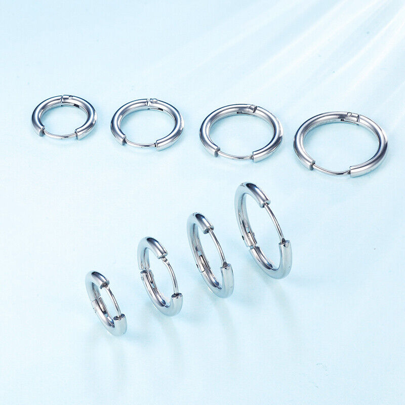 3 Pair Surgical Steel Ear Hoop Ring Septum Stud Earrings Body Piercing Jewellery