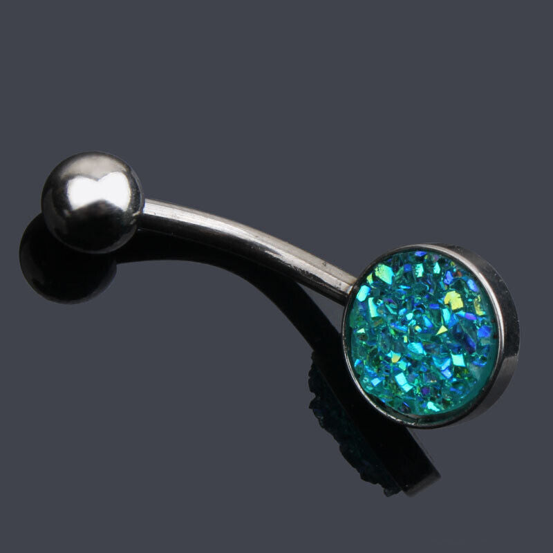 Glitter Gem Navel Belly Surgical Steel Bar Button Barbell Ring Body Piercing