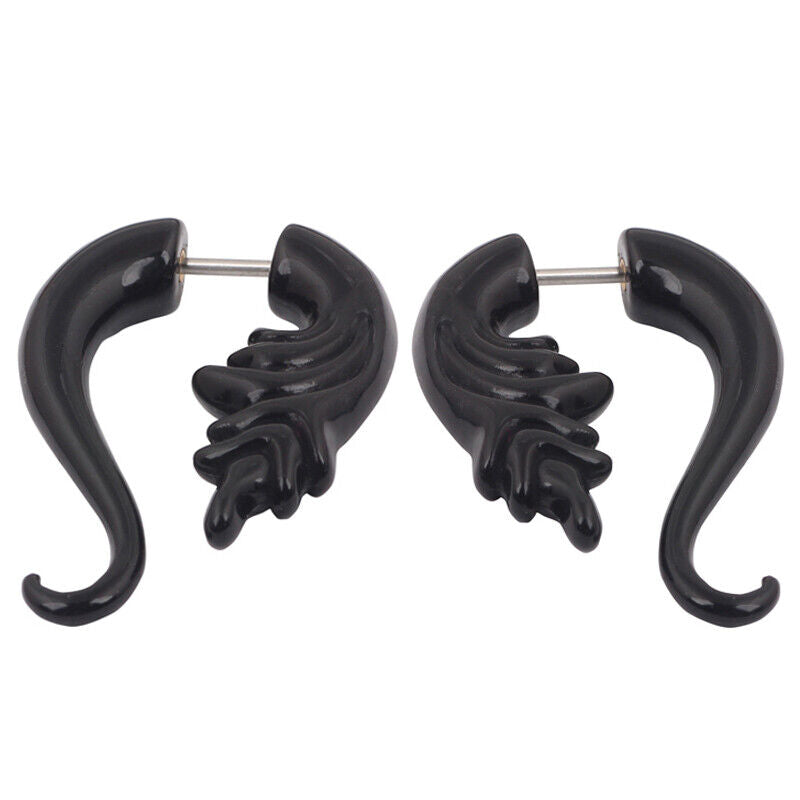 2pc Acrylic Spiral Horn Earring Gauge Fake Cheater Stretcher Ear Plug Piercing