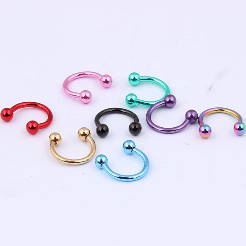 8pc Surgical Steel Nose Rings Ball Cone Horseshoe Ear Lip Stud Septum  Piercing