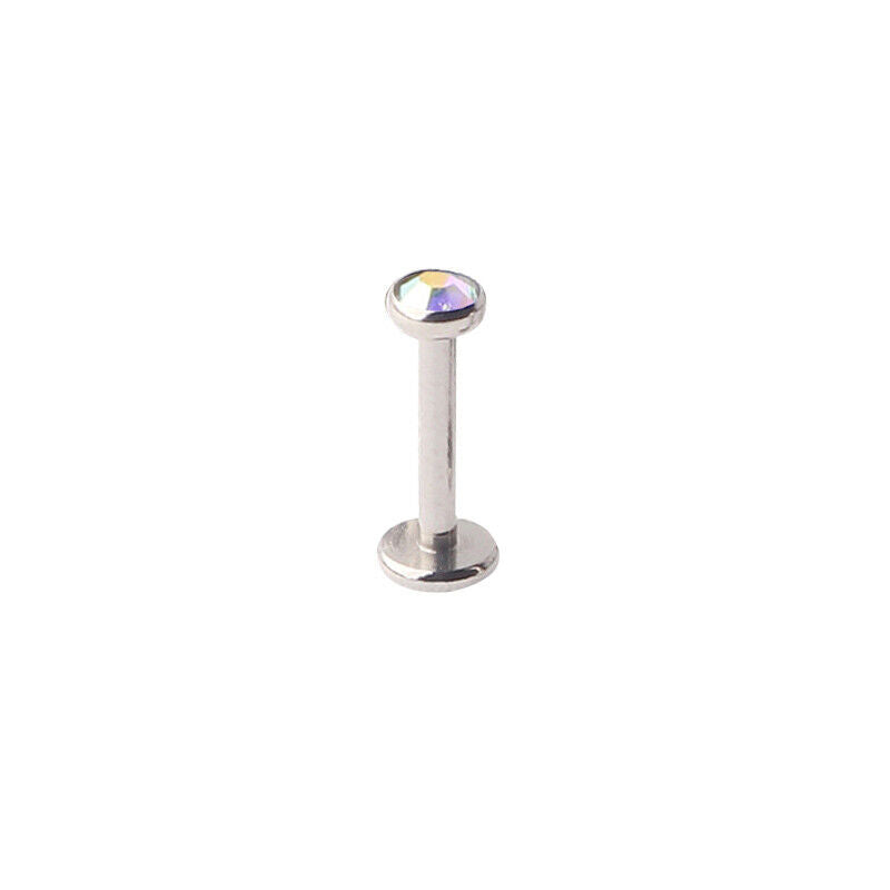 2pc Internally Threaded 3mm 4mm Crystal Ball Lip Bar Labret Tragus Stud Piercing