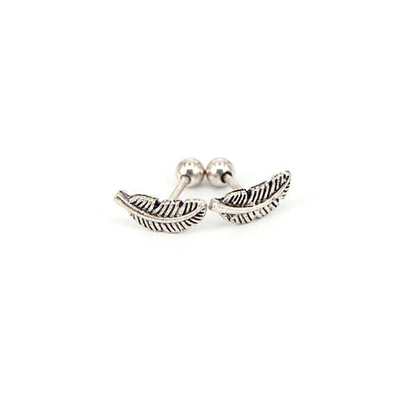 1 Pair Surgical Steel Barbell Feather Stud Earring Tragus Helix Ear Bar Piercing