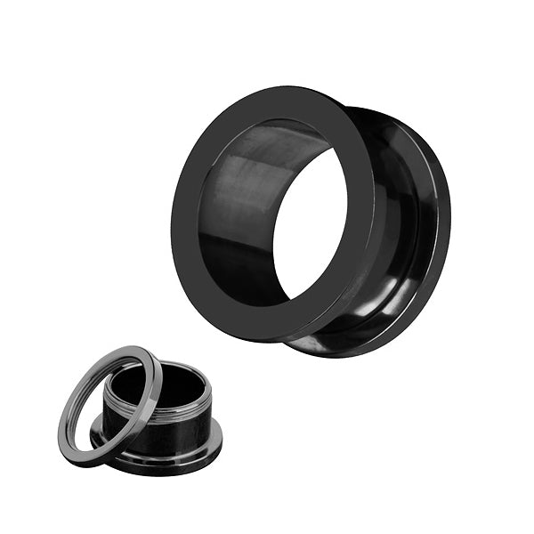 Pair Surgical Steel Silver Gold Screw Flesh Tunnel Ear Plug Polished Stretcher