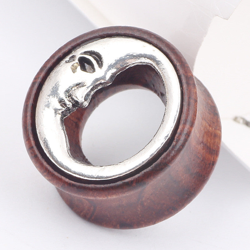 1 Pair Hollow Wood LOGO Double Saddle Ear Plug Flesh Tunnel Stretcher Expander
